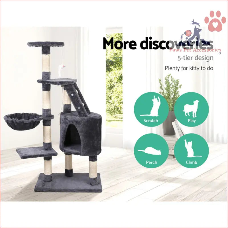 Multi-level i.Pet Cat Tree 120cm with scratching posts, platforms, and cozy hideaway