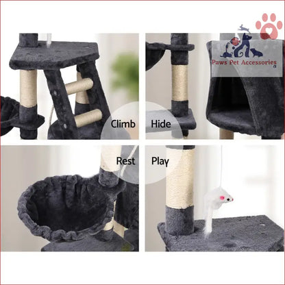 Multi-level cat tree 120cm with climbing posts and cozy spots for playful cats