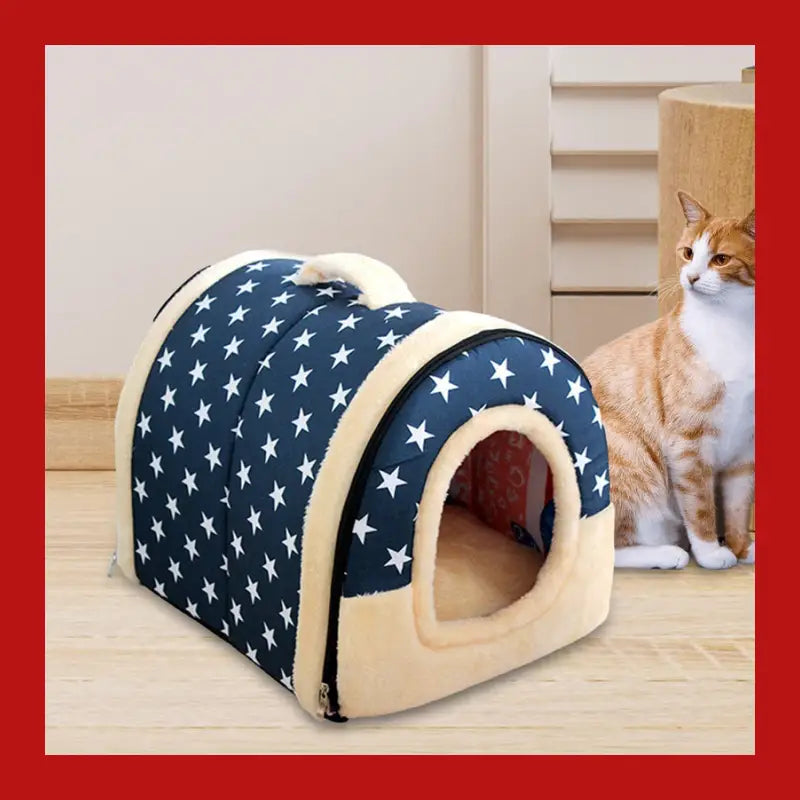 2 in 1 Convertible Pet Bed Warm and Comfortable Igloo-shaped Cave - Cat 12