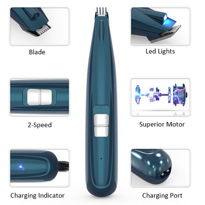 Low Noise USB Rechargeable Grooming Safe Nail Clipper for Pets