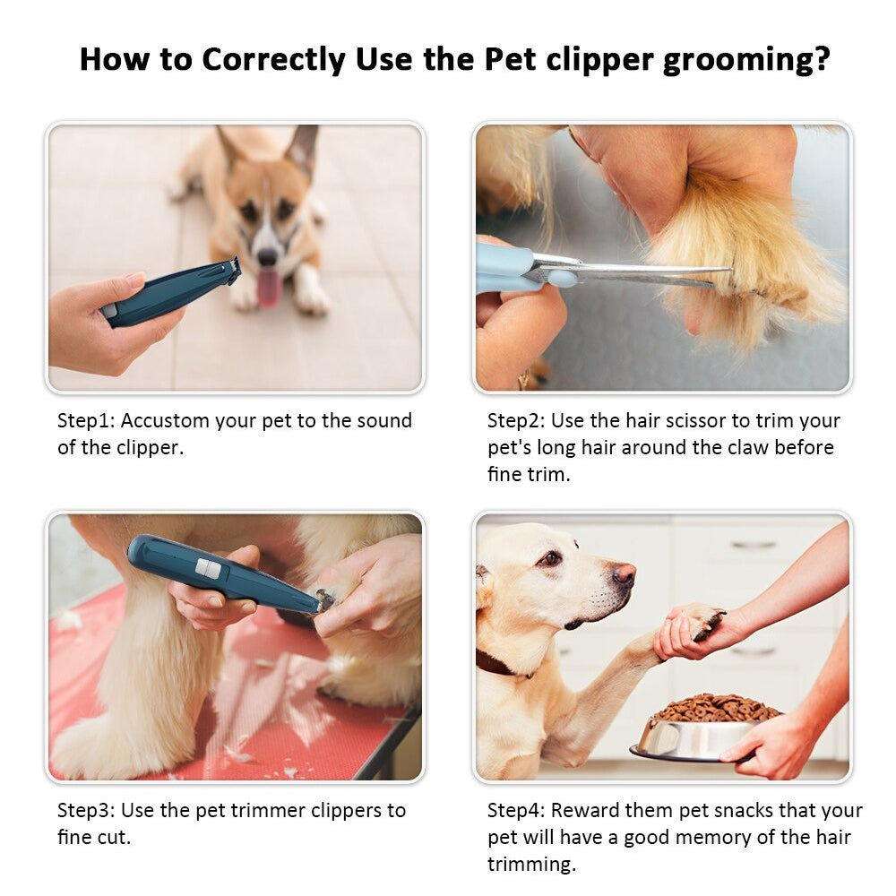 Low Noise USB Rechargeable Grooming Safe Nail Clipper for Pets