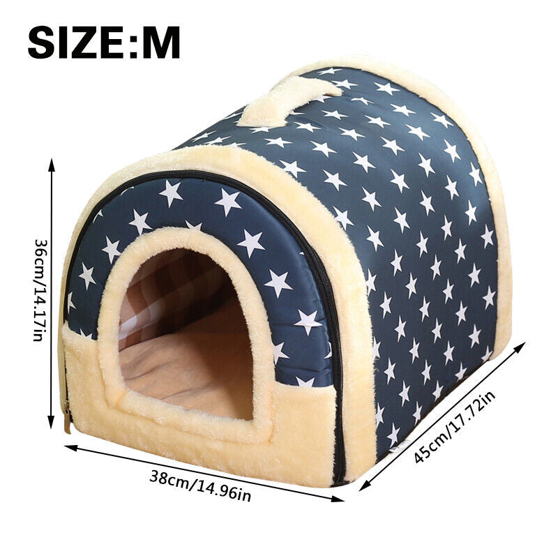 2 in 1 Convertible Pet Bed Warm and Comfortable Igloo-Shaped Pet Cave