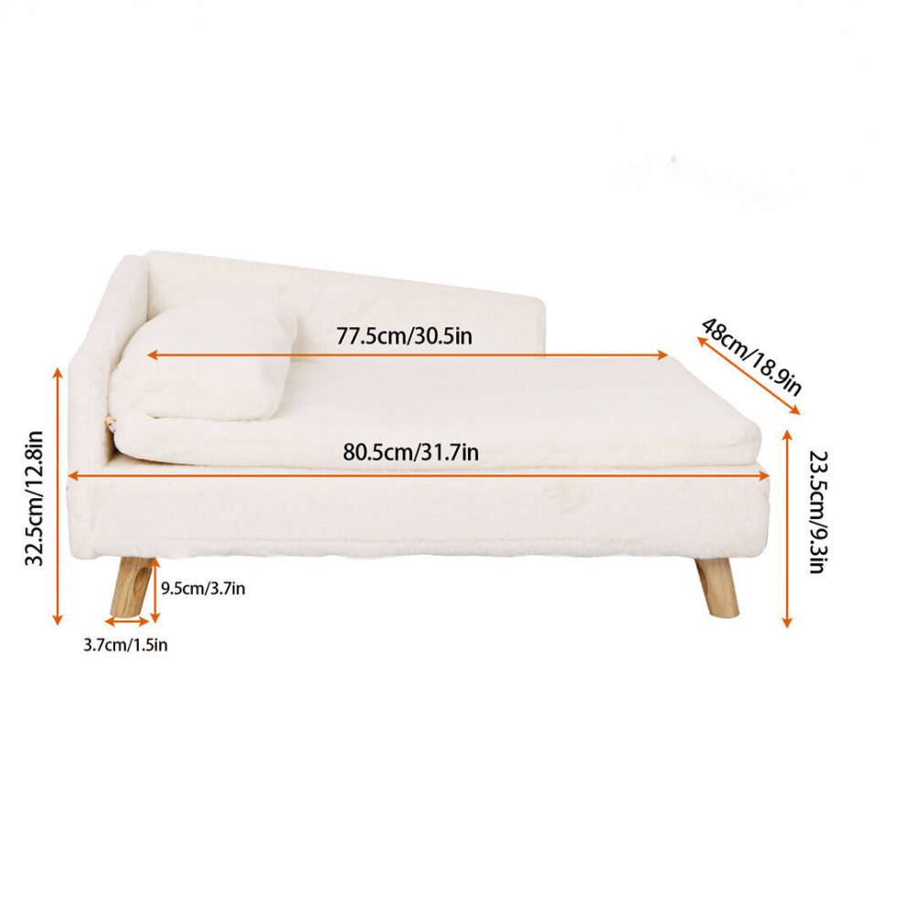 Cozy L Shape Pet Sofa Bed with Cushion and Wooden Legs_8