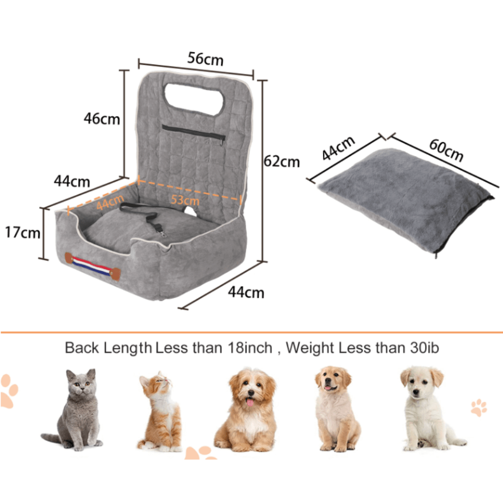 Anti-Slip Pet Booster Seat with Storage Pockets and Safety Leash_6