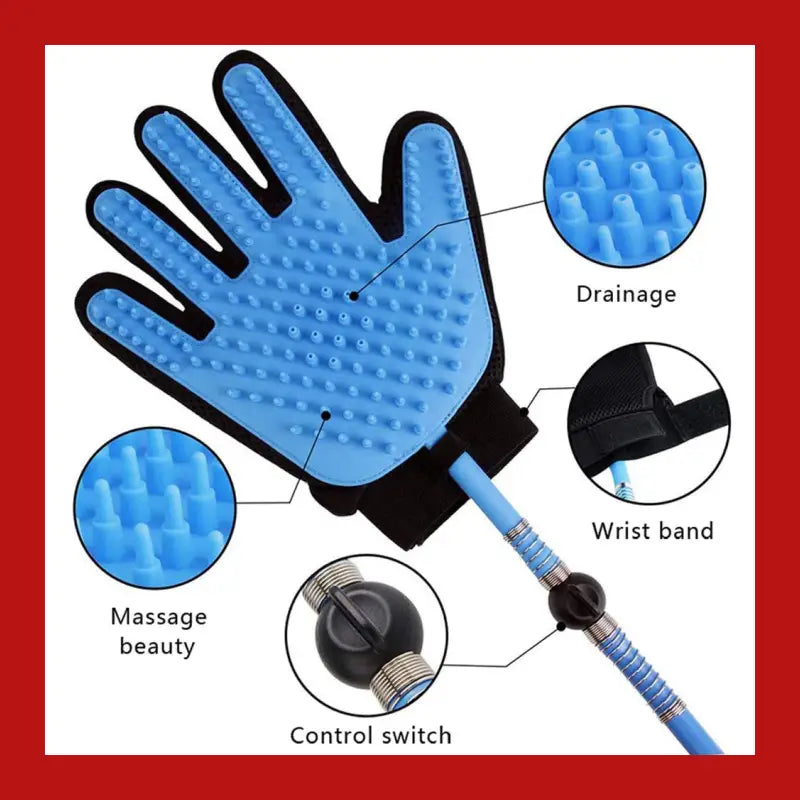 3-in-1 Pet Bathing Tool Sprayer Massage Glove and Hair Remover - Supplies 7