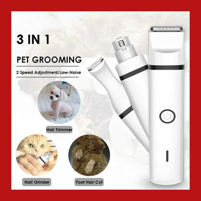 3 in 1 Pet Grooming Machine Dog Cat Hair Trimmer Paw Nail Grinder Pets Clippers Foot Cutter Cutting Usb