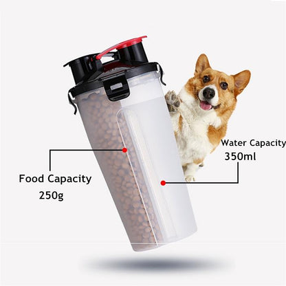 Pets Go Out Dual Water Food Cup Portable Drinking Water Bottle Kettle Plus Folding Dog Food Bowl Outdoor Accompanying Water Cup Bowl