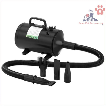 Black i.Pet Pet Hair Dryer for dog cat grooming with nozzles and flexible hose