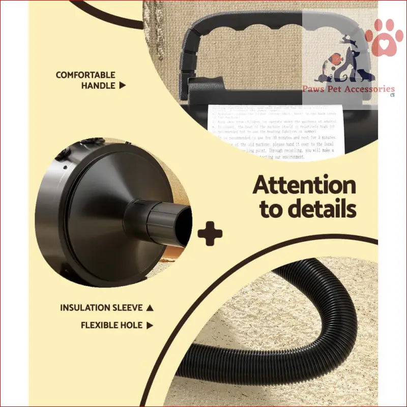 Black vacuum hose attachment for i.Pet Pet Hair Dryer and dog cat grooming speed blower