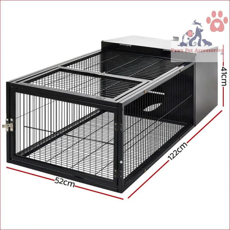 Metal wire mesh pet rabbit cage with sliding top panel, 122x52cm hutch enclosure carrier