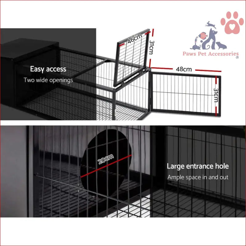 Metal wire pet rabbit cage with two doors, perfect hutch enclosure carrier 122x52cm