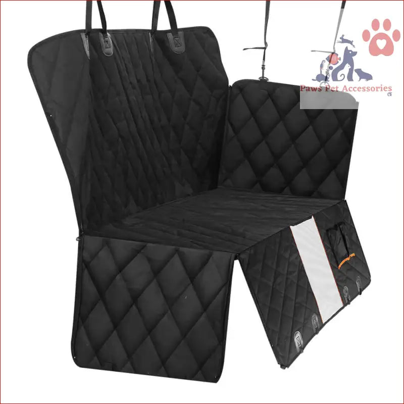 Black quilted pet car seat cover dog protector with waterproof backing for easy cleanup