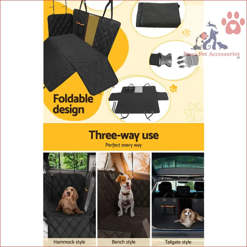 Foldable i.Pet Pet Car Seat Cover for dogs in hammock, bench, or tailgate style