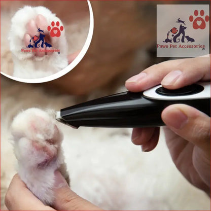 Electric Pet Nail Trimmer in use on white fur, the ultimate pet grooming tool