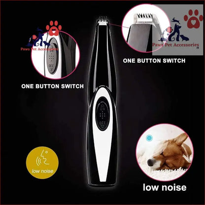 Black and white electric pet grooming trimmer for easy pet grooming and styling