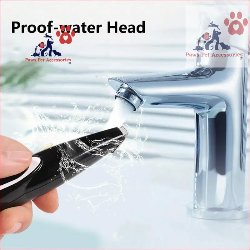 Chrome bathroom faucet with water-resistant coating for pet grooming tool testing