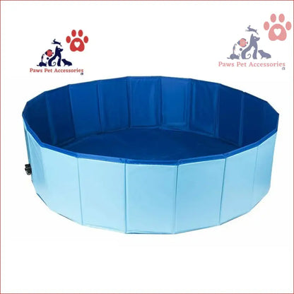 Blue collapsible outdoor bathing pool for pets, perfect for summer fun and easy cleanup