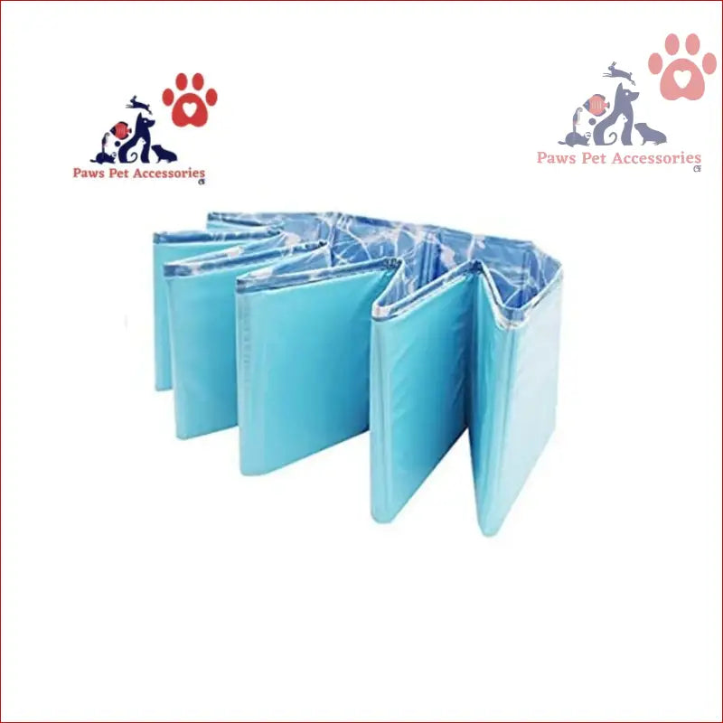 Light blue puppy training pads folded, perfect for Collapsible Outdoor Bathing Pool