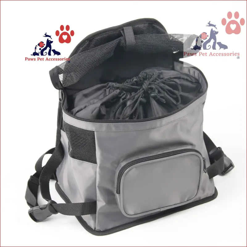 Grey pet backpack dog and cat puppy carrier perfect for hiking and travel adventures