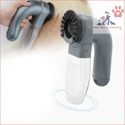 Handheld Electric Pet Hair Vacuum with clear chamber and gray housing, battery operated