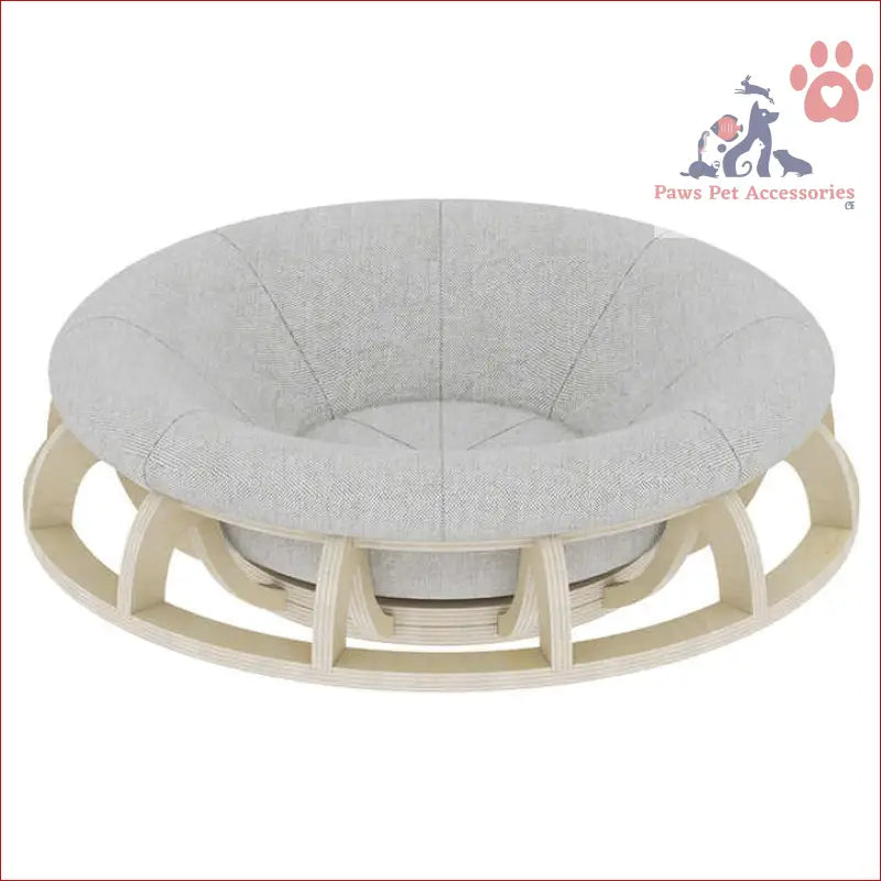 Round cushioned chair with cream base, perfect for the Timber Gyro Cat Nest Bed