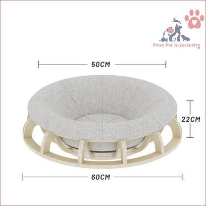 Round cushioned seat with a light base frame, perfect for the Timber Gyro Cat Nest Bed