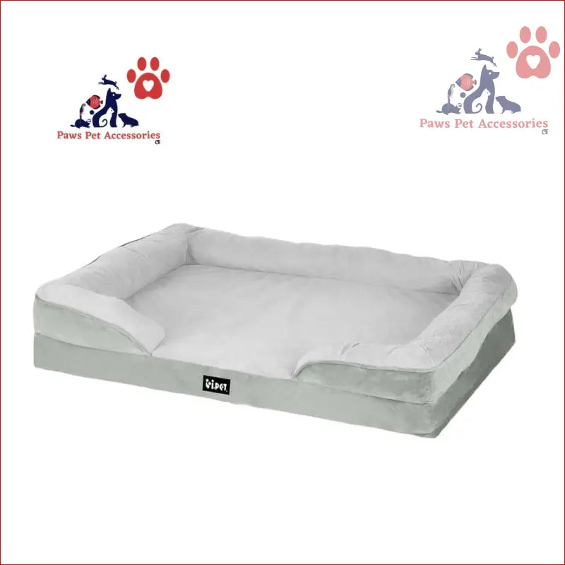 Plush orthopedic pet bed dog with calming soft cushion and gray egg crate design