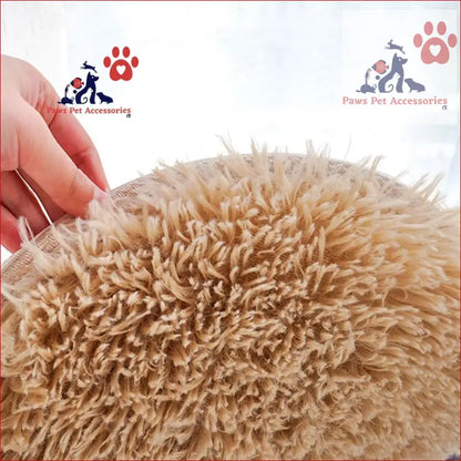 Fluffy beige teddy bear on USB Electrical Heated Pet Bed for cozy energy saving comfort