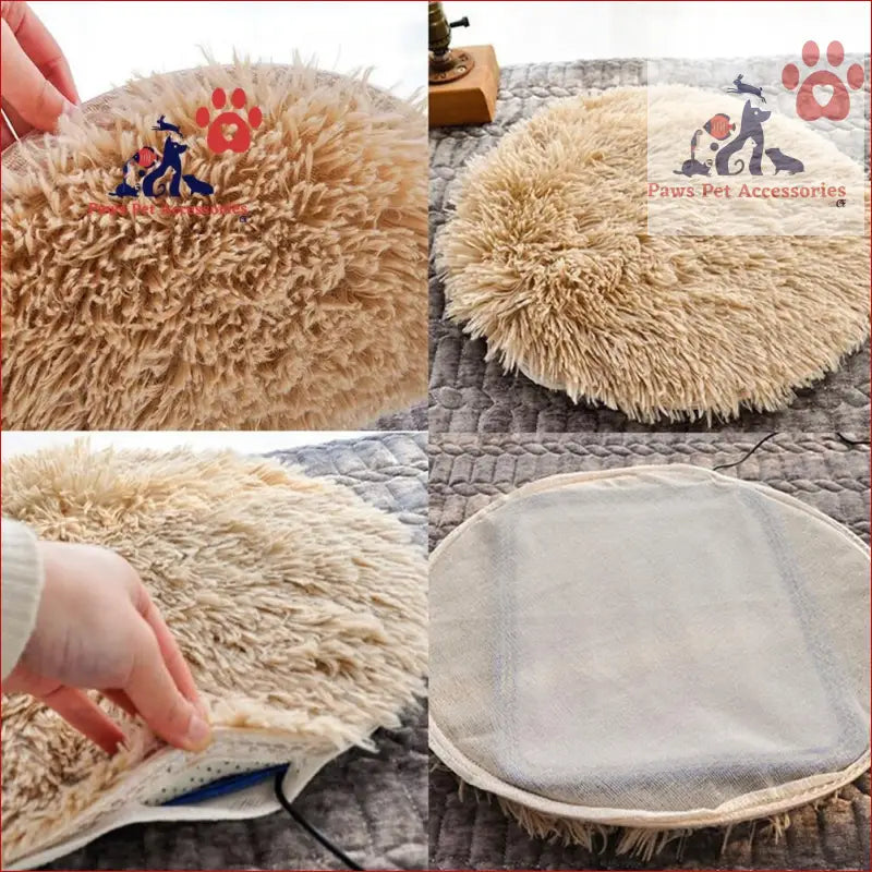 Fluffy beige cushion for the USB Electrical Heated Pet Bed, comfy and energy saving