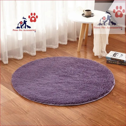 Round purple shag rug with soft fibers for the USB Electrical Heated Pet Bed