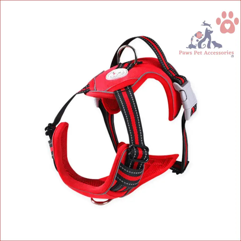 Red and black Floofi Dog Harness Vest XL with reflective trim and handle for extra safety