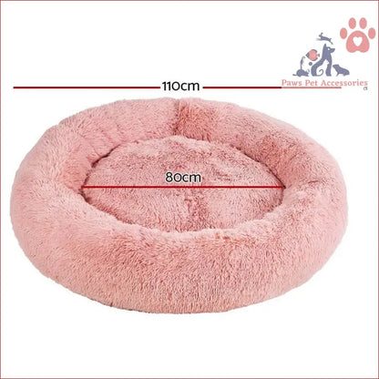 Cozy Plush Pink Donut Pet Bed Dog Cat 110cm, Perfect for Calming Extra Large Pets