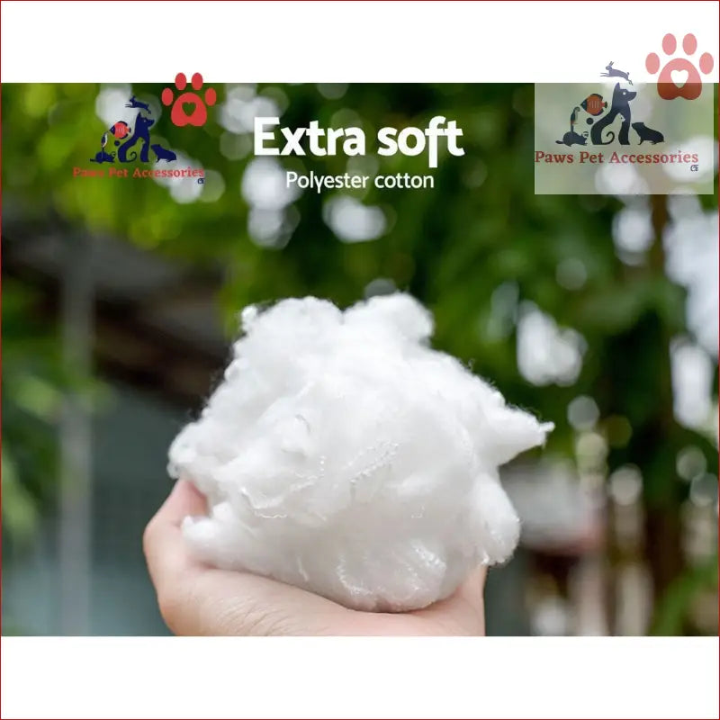 Fluffy white polyester cotton in hand for i.Pet Pet Bed Dog Cat 90cm large calming soft