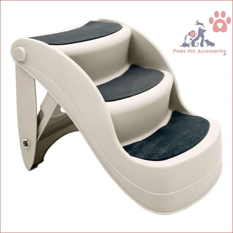 Furtastic 38cm Foldable Pet Stairs Ramp with three padded gray steps for your furry friend