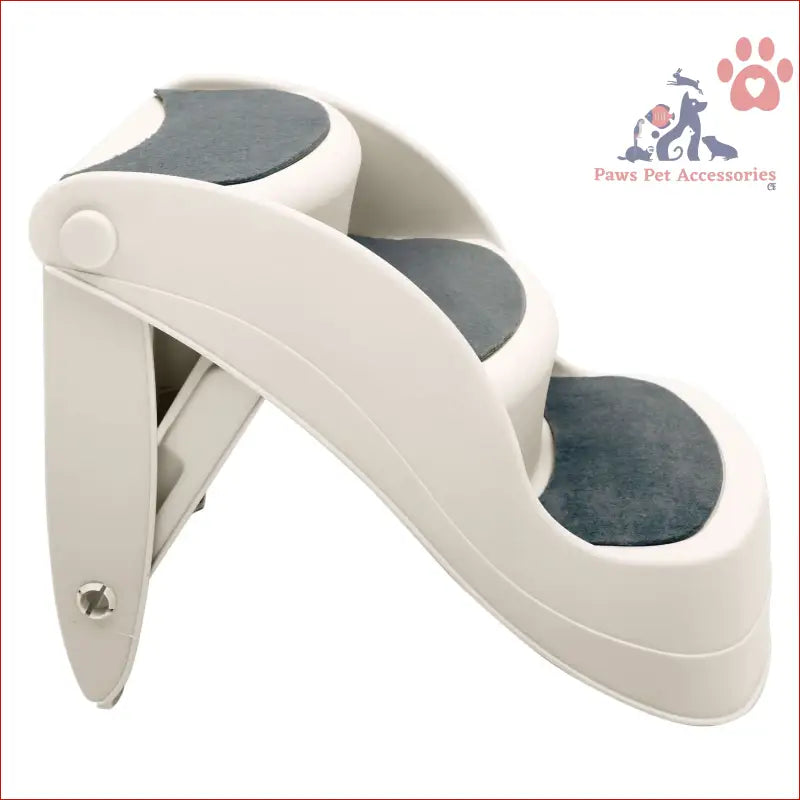 White Furtastic 38cm Foldable Pet Stairs Ramp with gray cushioned treads for pets