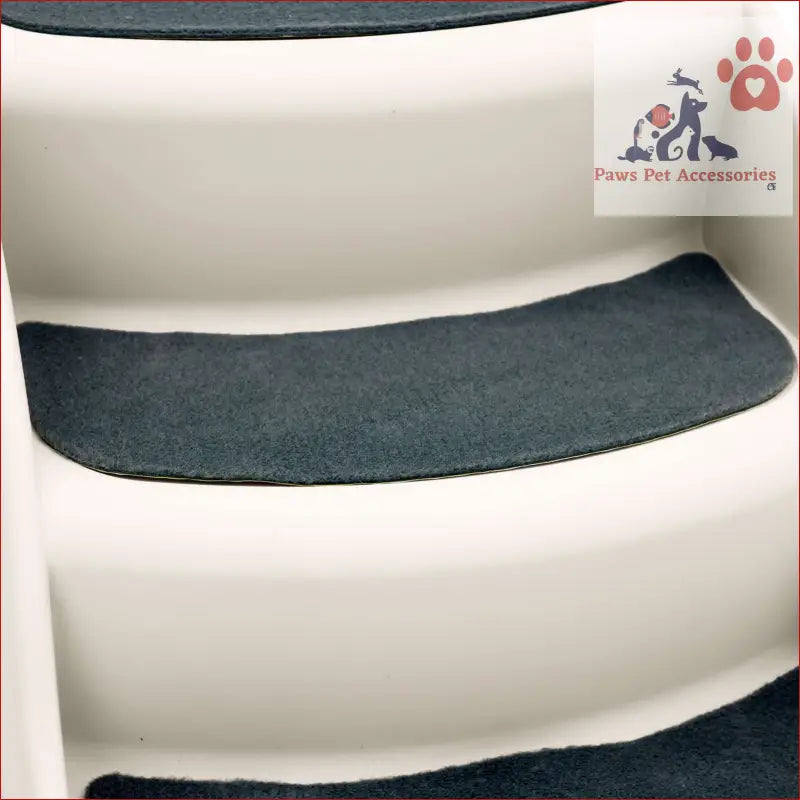 White curved Furtastic 38cm foldable pet stairs ramp with dark treads for pets