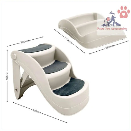 Foldable pet stairs with carpeted treads in gray/blue for Furtastic 38cm Foldable use