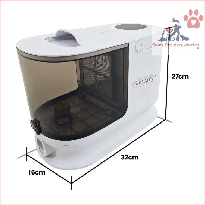 White and black humidifier with a clear tank in the Furtastic Pet Grooming Kit