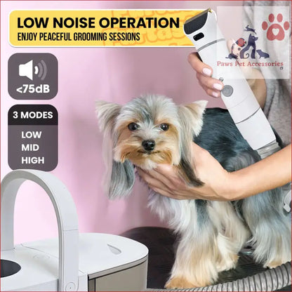 Low-noise Furtastic pet grooming kit with vacuum and 3 speed settings for quiet sessions