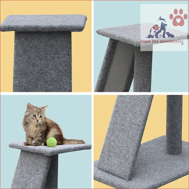 Grey carpeted cat scratching post with angled platform for i.Pet Cat Tree 82cm