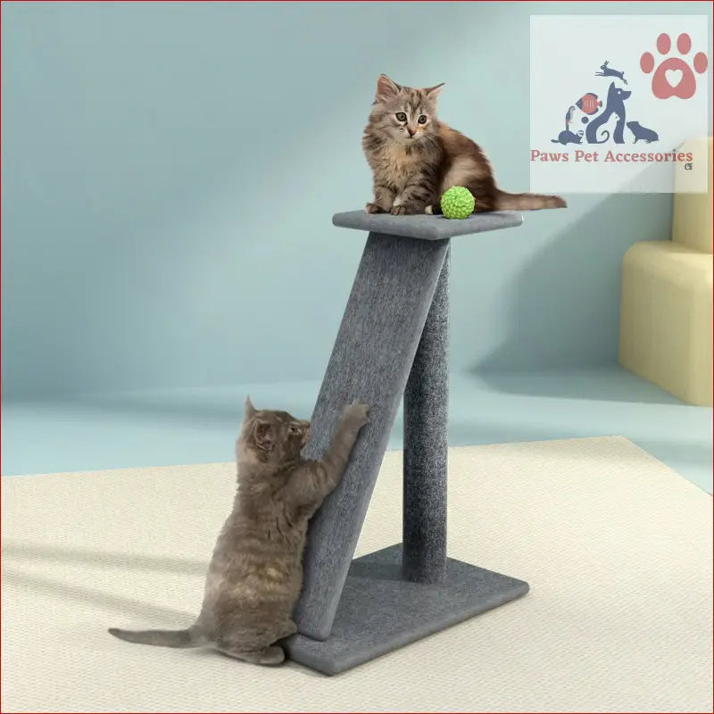 Gray carpeted cat scratching post with angled platform for i.Pet Cat Tree 82cm