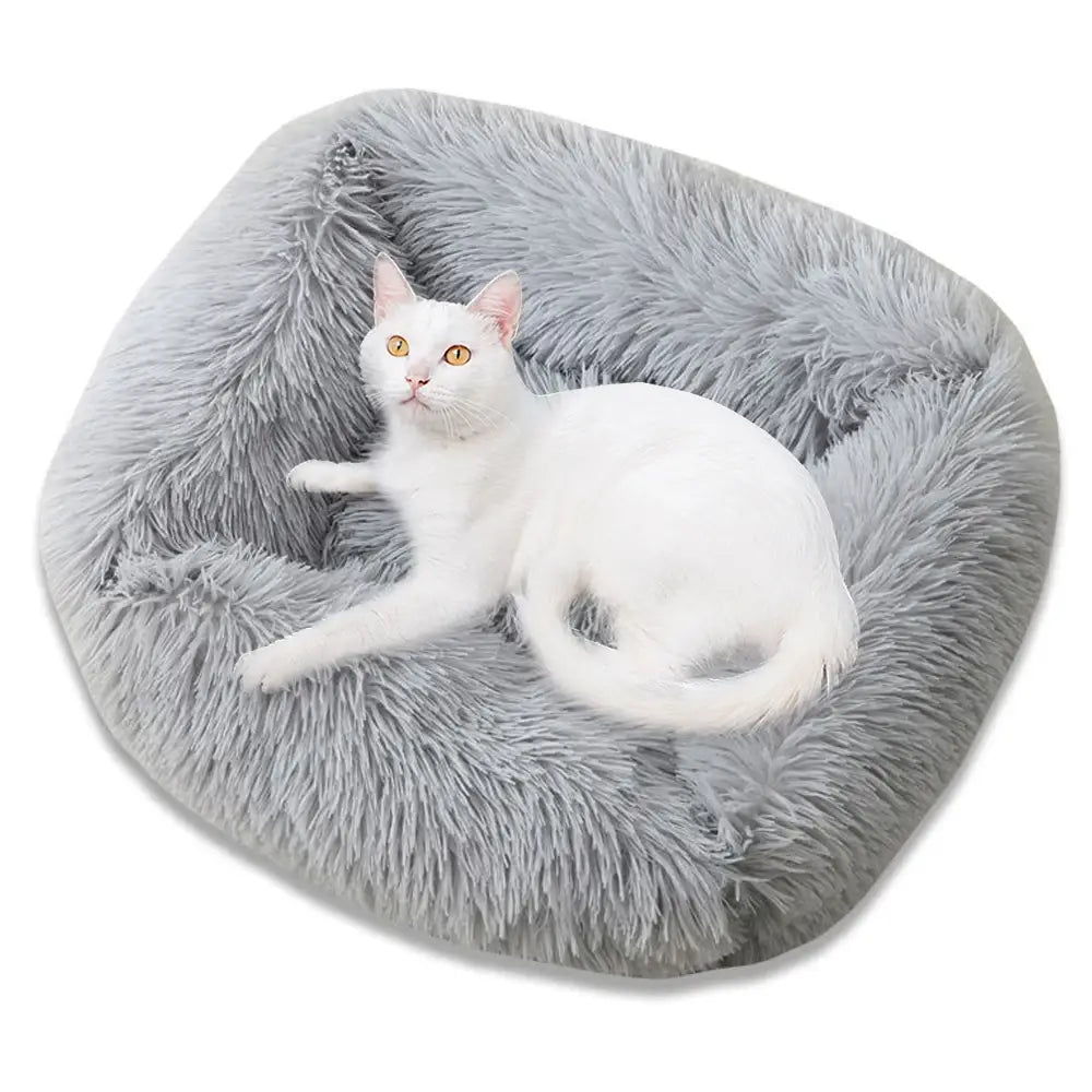 Square Dog Bed Long Plush Solid Color Pet Beds for Little Medium Large Pets Super Soft Winter Warm Sleeping Mats Dogs