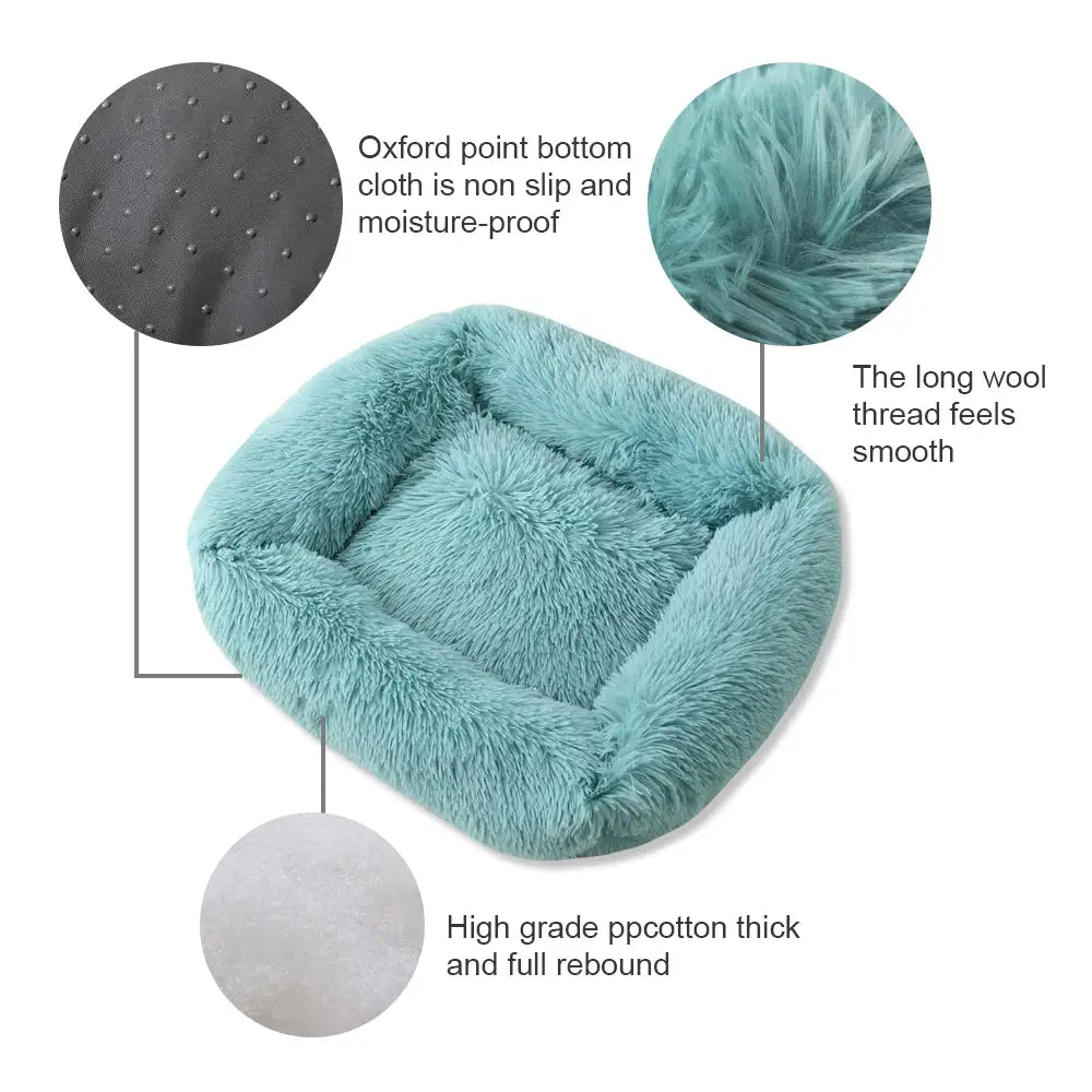 Square Dog Bed Long Plush Solid Color Pet Beds for Little Medium Large Pets Super Soft Winter Warm Sleeping Mats Dogs