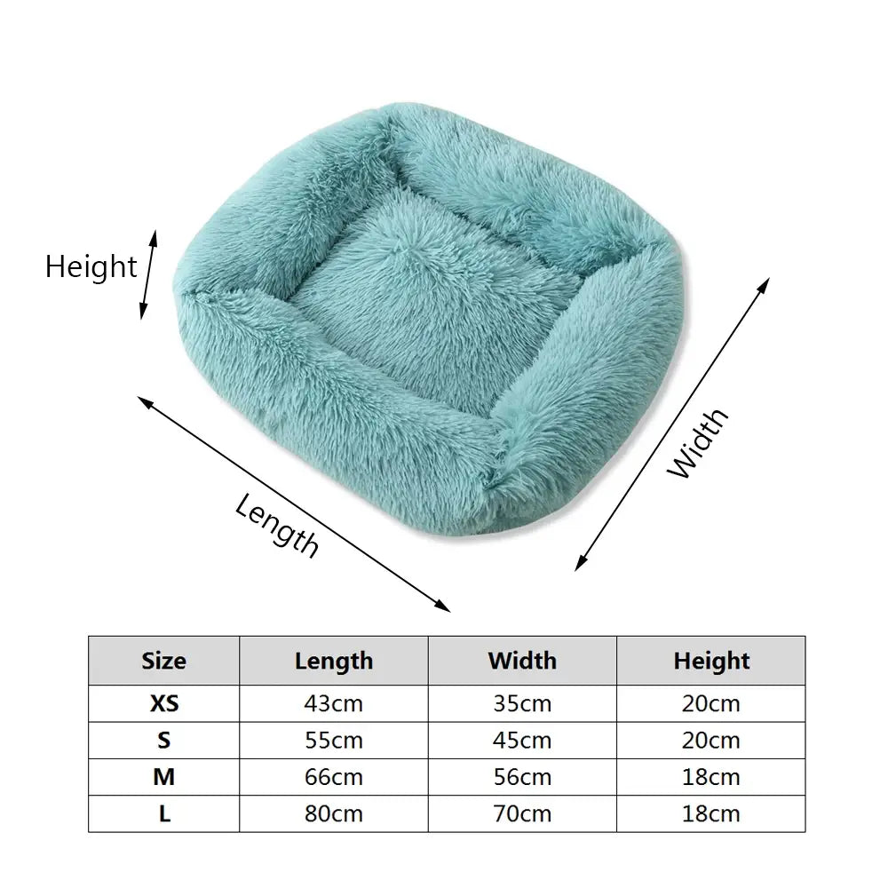 Square Dog Bed Long Plush Solid Color Pet Beds for Little Medium Large Pets Super Soft Winter Warm Sleeping Mats Dogs