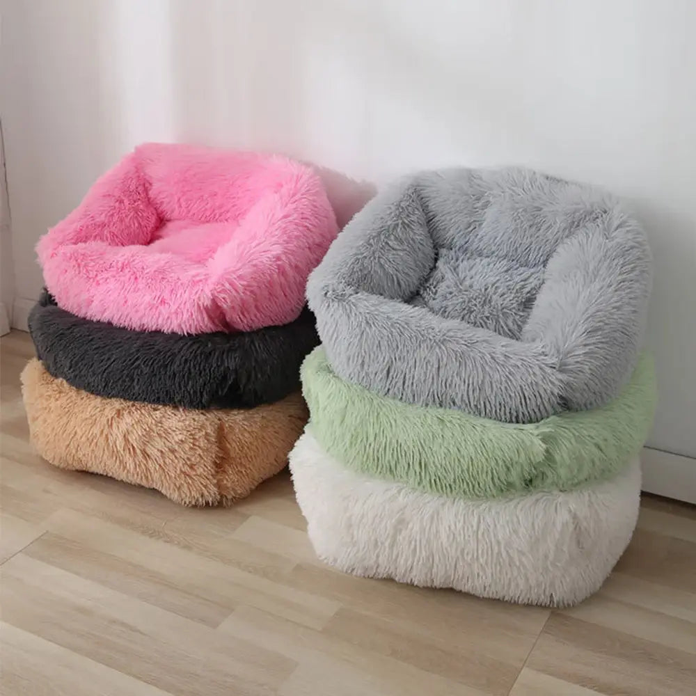 Square Dog Bed Long Plush Solid Color Pet Beds for Little Medium Large Pets Super Soft Winter Warm Sleeping Mats Dogs