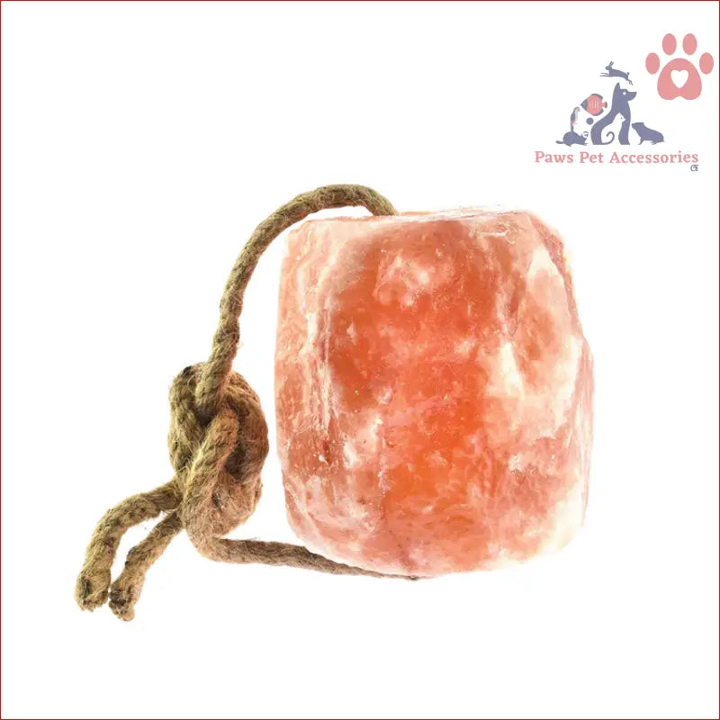 Himalayan Pink Salt Lick Rock with hanging rope for animals and livestock use