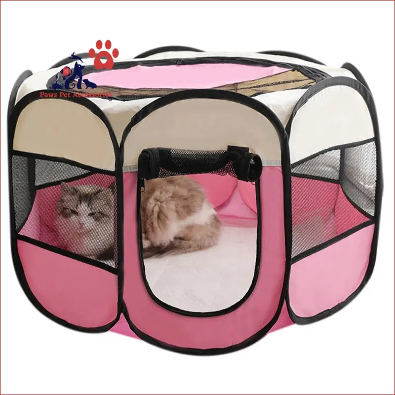 Multi-functional Portable Pet Tent for Indoor and Outdoor - Pink / Small - Foldable 2