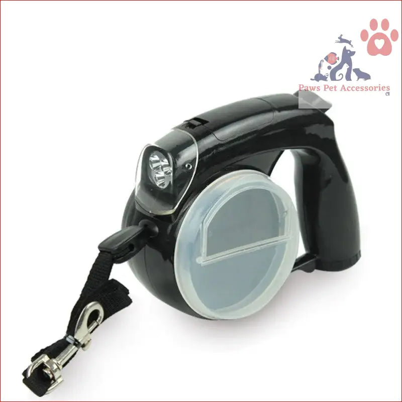 Multifunctional retractable leash features built-in LED light for safe night walks