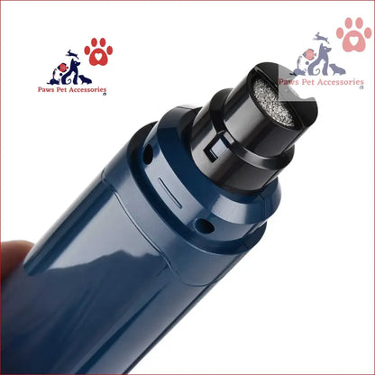 Navy blue pet nail grinder with a black head for trimming dogs and cats