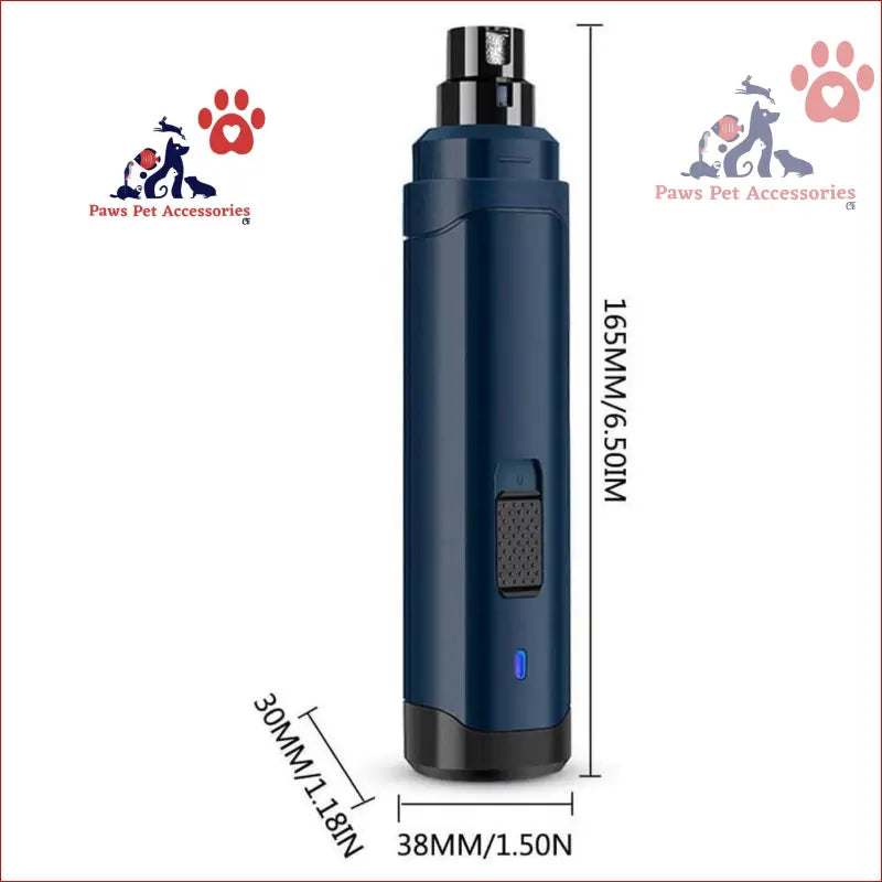 Navy blue electric nail grinder for pets, perfect for dogs and cats with LED light